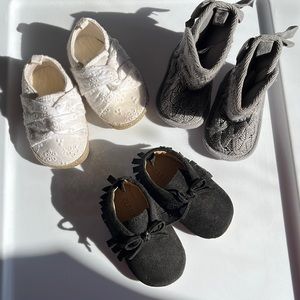 Bundle of 3 Baby shoes between 6-9-12 months.